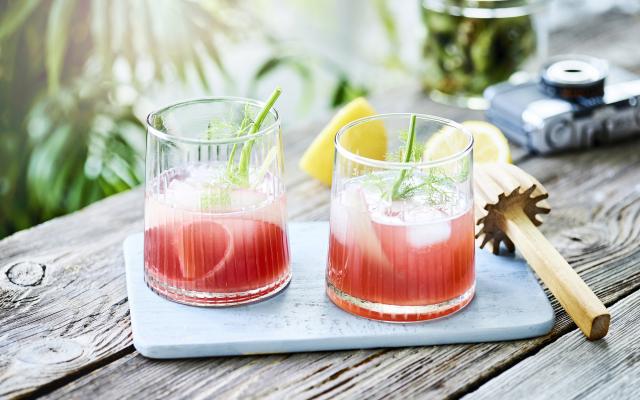 Cocktail à la rhubarbe et au vermouth