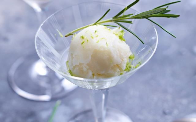 Limoensorbet met rozemarijn 