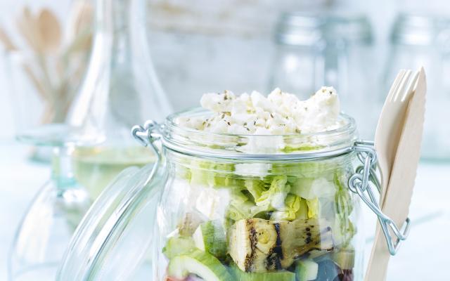 Griekse 'salad in a jar'