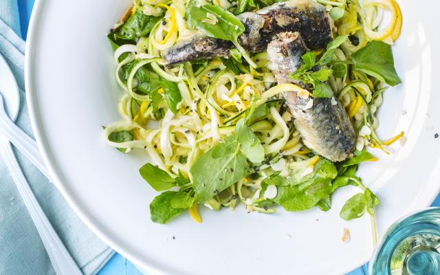 Courgetti met sardientjes