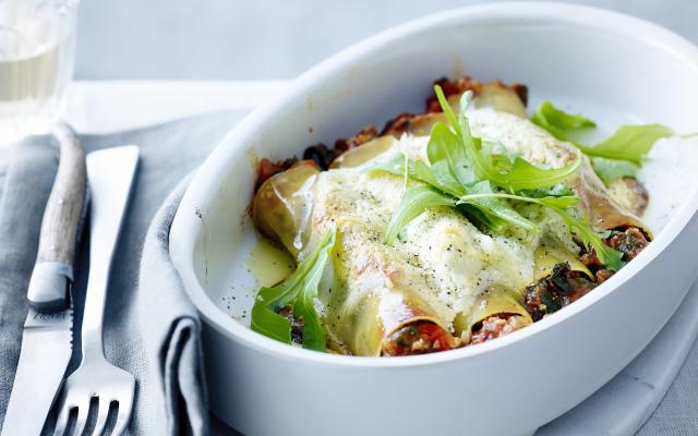 Cannelloni met gehakt, spinazie en geitenkaas