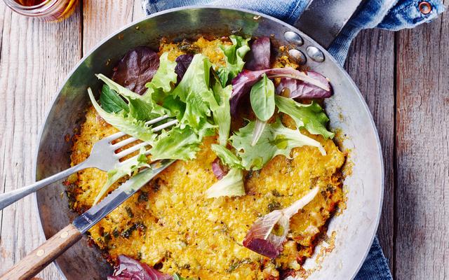 Rösti met pompoen en kip