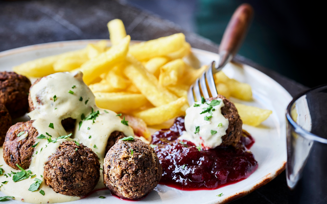 Vegetarische Zweedse balletjes met frietjes
