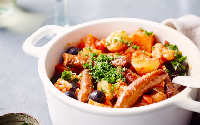 Pittig stoofpotje met merguez en bloemkool