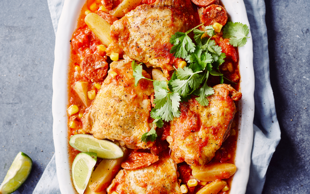 Kipstoofpotje met pompoen