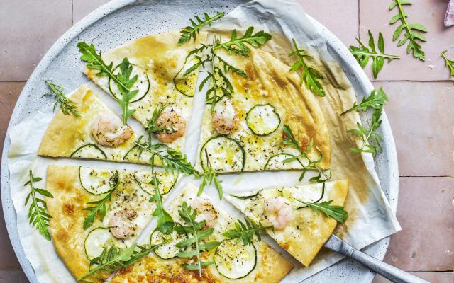 Pizza Bianca Met Scampi S En Courgette Libelle Lekker