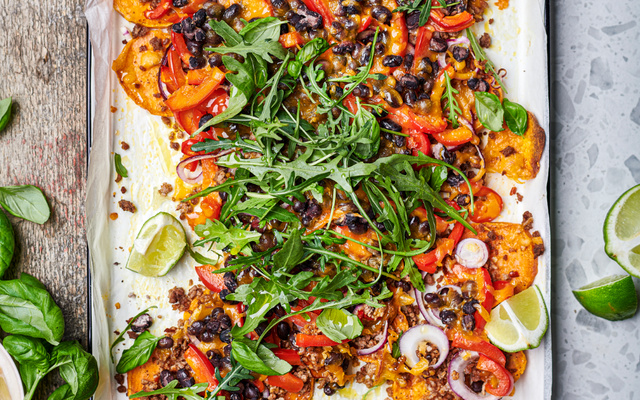 Zoeteaardappelnacho's