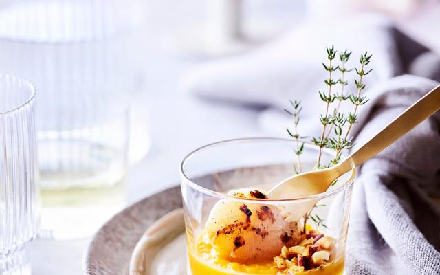 Sint-jakobsvruchtjes met pompoencrème