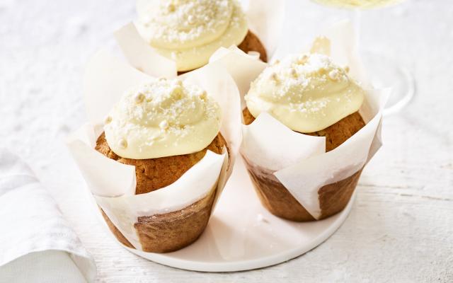 Sneeuwmuffins met witte chocolade en kokos