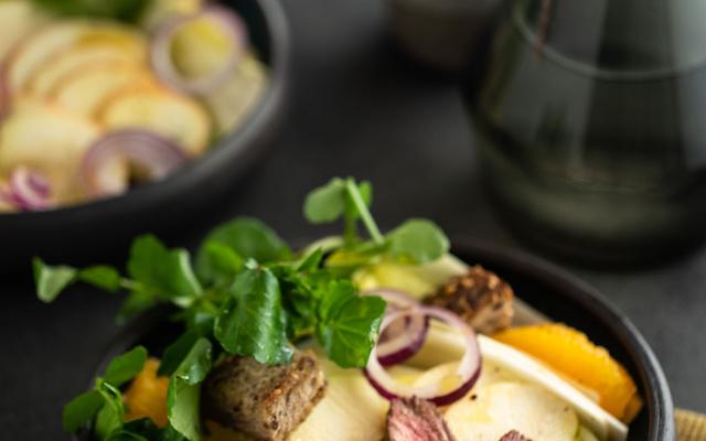 Salade van witloof en waterkers met eend à l'orange