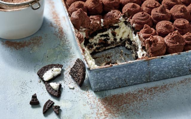 Tiramisu met oreokoekjes en chocoladeroom