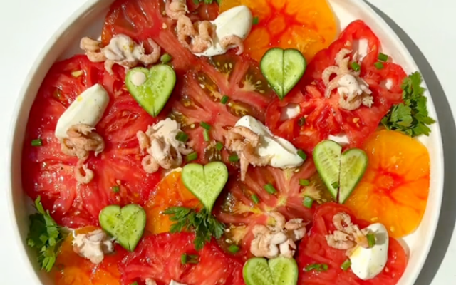 Tomatencarpaccio met garnaal