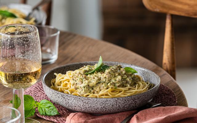 Spaghetti met gehakt en Boursin