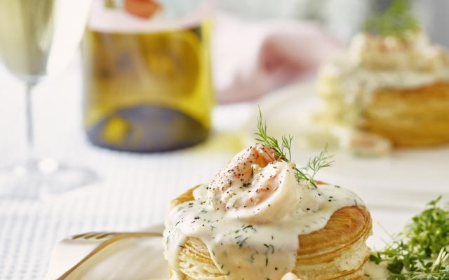 Vol-au-vent met scampi’s en wittewijnsaus