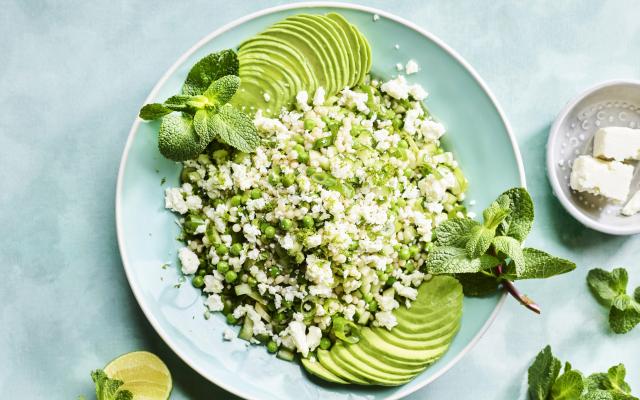 Carpaccio d'avocat à la menthe, concombre, feta