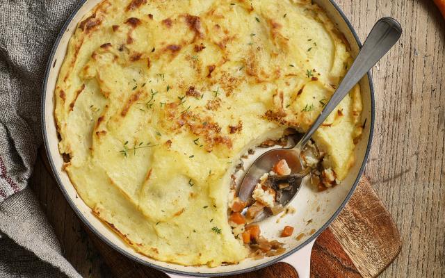 Hachis parmentier met pastinaak en boschampignons