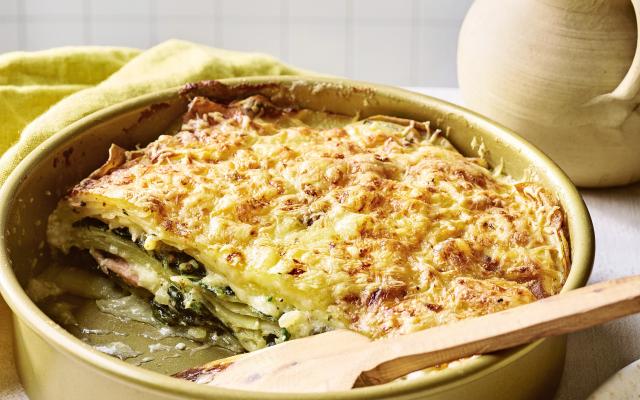 Gratin dauphinois aux épinards et saumon fumé à l'airfryer