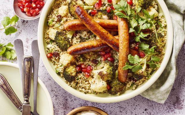 Taboulé met merguez, broccoli en bloemkool