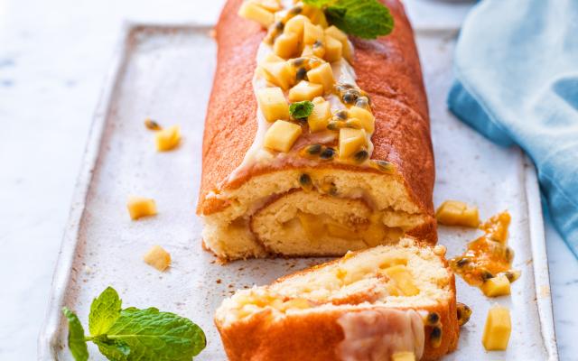 Rolcake met mango en passievrucht