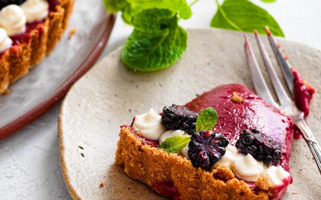Tarte biscuitée aux mûres