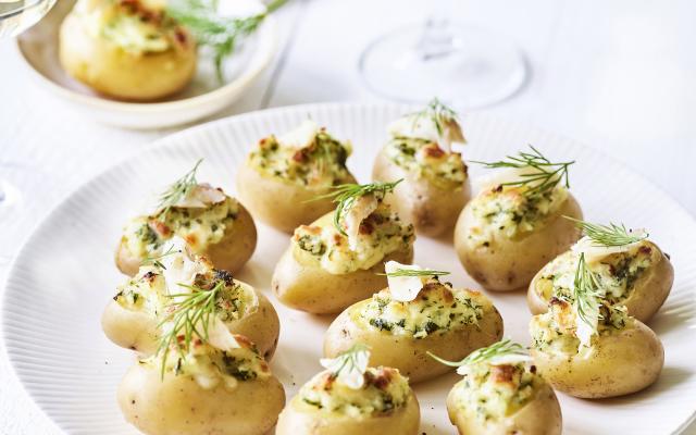 Gevulde krieltjes met roomkaas en gerookte forel