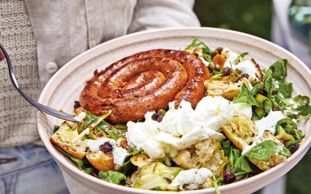 Panzanella de courgette et merguez