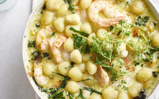 Cocotte de gnocchis aux scampis