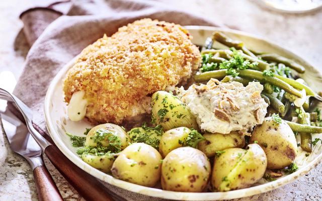 Cordon bleu maison et haricots