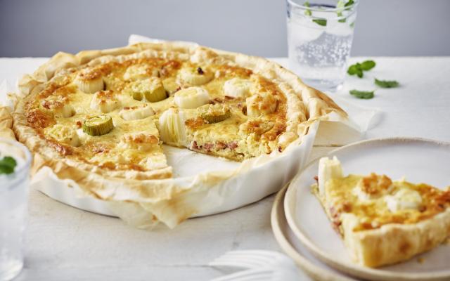 Quiche aux poireaux et aux lardons