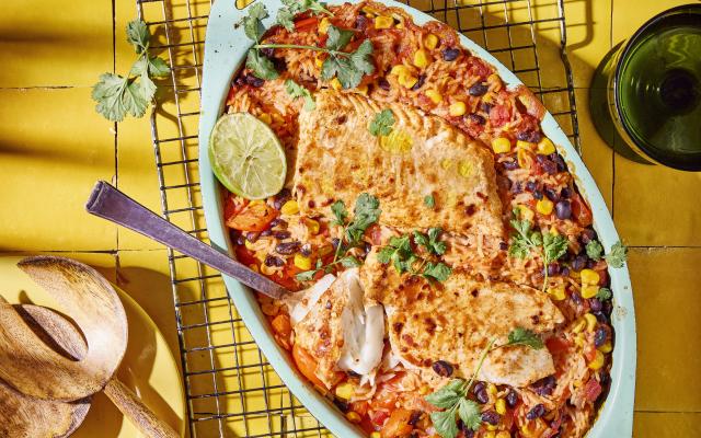 Mexicaanse rijstschotel met kabeljauw