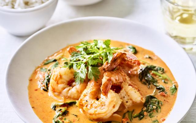 Scampi’s in pikante paprika-kokossaus