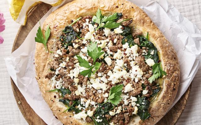 Galette farcie au haché et à la feta