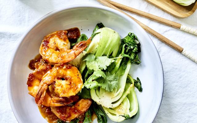 Scampi’s met paksoi en sambal