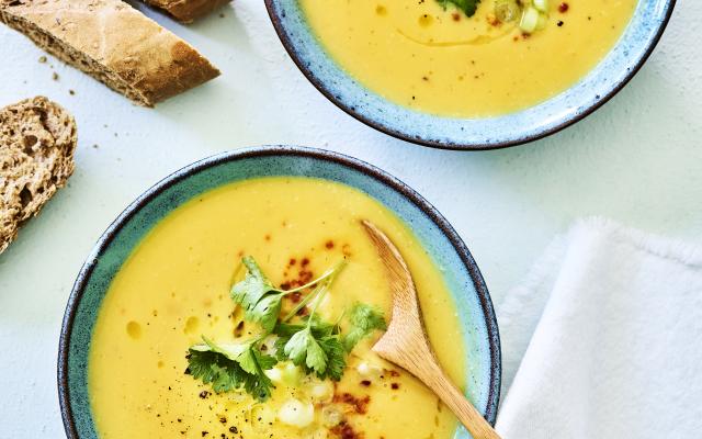 Geroosterde pompoensoep met kokosmelk