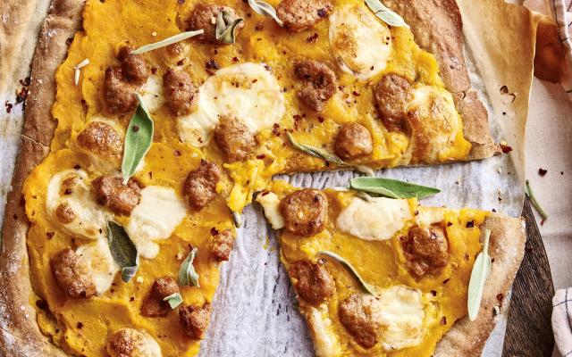 Pizza de sarrasin, haché et butternut