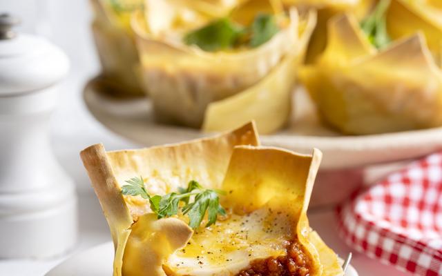 Lasagnecups met bolognesesaus
