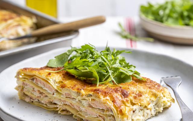 Lasagne met kruidenkaas en zalm