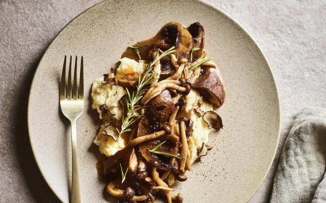 Stoofpotje van champignons met truffelpuree