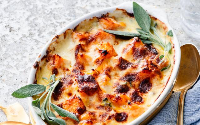 Pompoen-kaasgratin