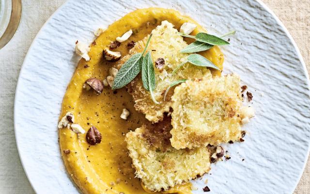 Raviolis croustillants à la crème de potiron