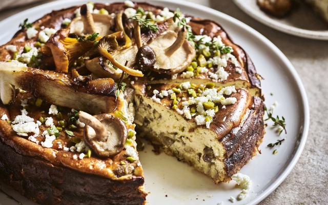 Cheesecake salé aux champignons et aux pistaches