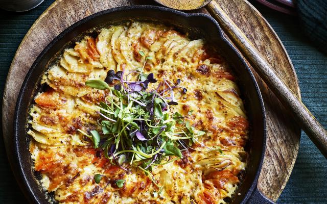 Tian van wortel en pastinaak met graanmosterd