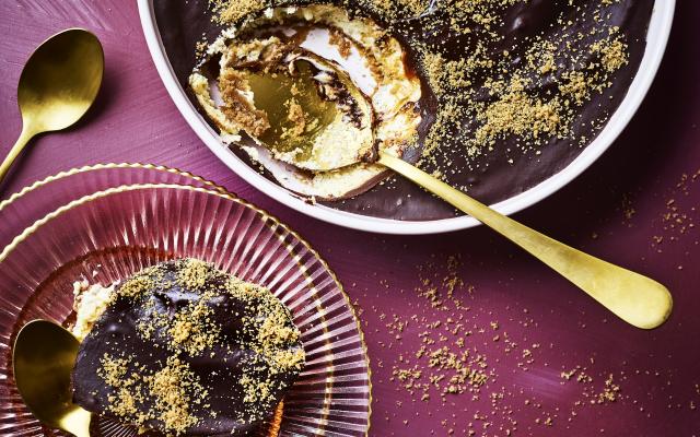 5 minuten-cheesecake met speculaas en chocolade