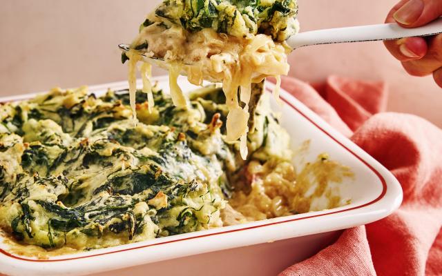 Kip met champignons, spitskool en spinaziepuree