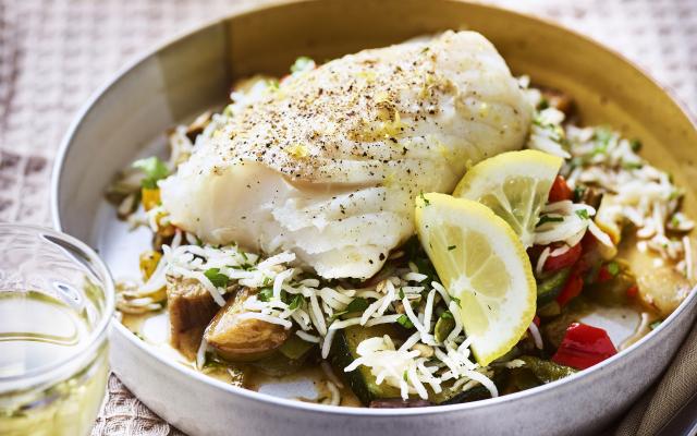 Ovenschelvis met notenrijst