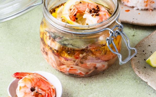 Ingelegde zoetzure scampi’s