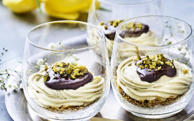 Dubai chocolate cheesecake in glaasjes