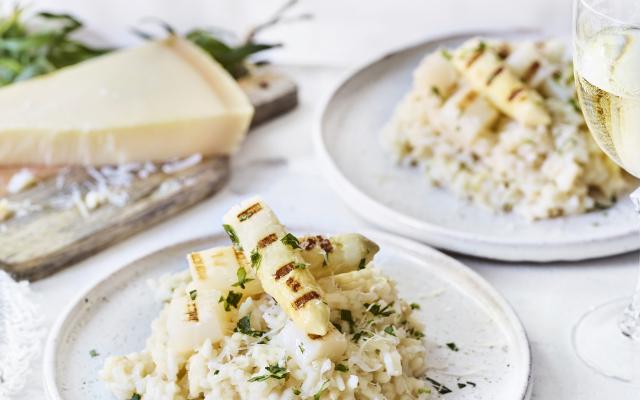 Risotto met gegrilde asperges en dragon