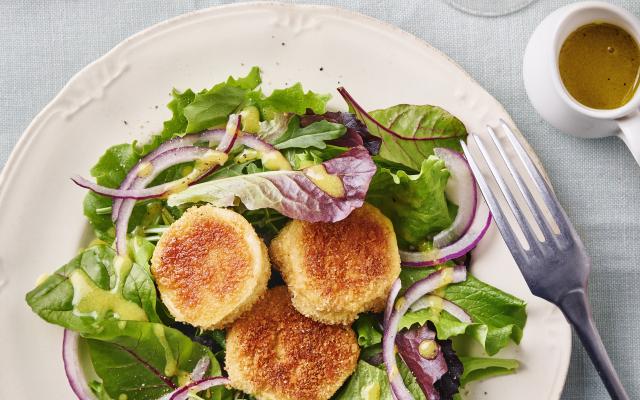 Salade geitenkaas met klassieke vinaigrette