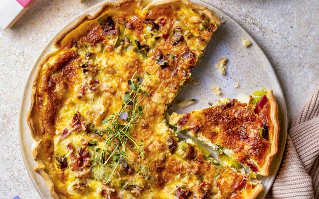 Quiche Lorraine met spekjes en prei
